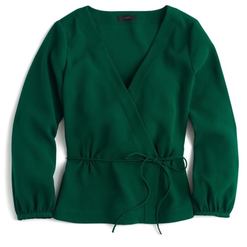 J. Crew Wrap Blouse Luminary Green Sz 14 NWT